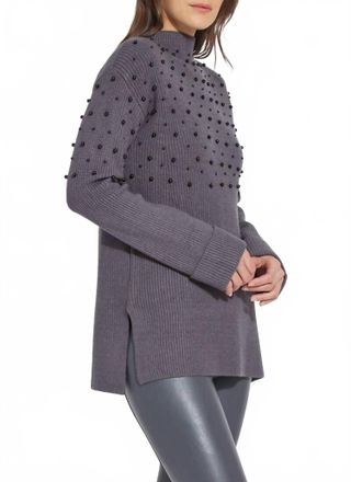 Lyss&eacute; Winona Embellished Pearl Pullover Sweater In Grey Melange