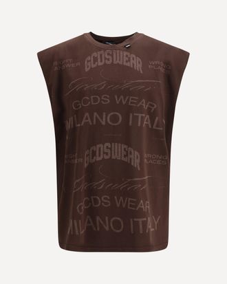 GCDS History Sleeveless T-Shirt in cotton with all-over History print Male XL