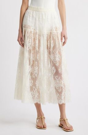 D&ocirc;en Sebastiane Tiered Organic Cotton Poplin Maxi Skirt in Sea Salt at Nordstrom, Size Large