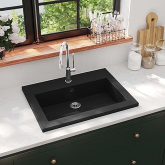 Berkfield Home Granite Basin 600x450x120 mm Black