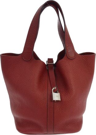 Herm&egrave;s Picotin Lock Clemence Red Leather Handbag (Pre-Owned)