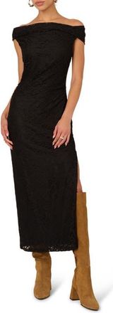 Adrianna Papell Off the Shoulder Lace Maxi Dress in Black at Nordstrom, Size 10