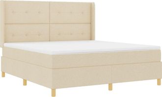 vidaXL Cama Tipo Box Spring Con Colch&oacute;n Crema 180 X 200 Cm Tela Vidaxl