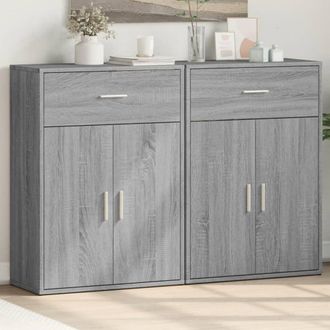 Berkfield Home Sideboards 2 pcs Grey Sonoma 60x30x84 cm Engineered Wood | Size: 60 x 30 x 84 cm