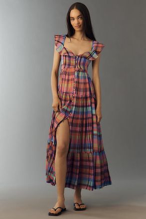 Pilcro Flutter-Sleeve Tiered Midi Dress