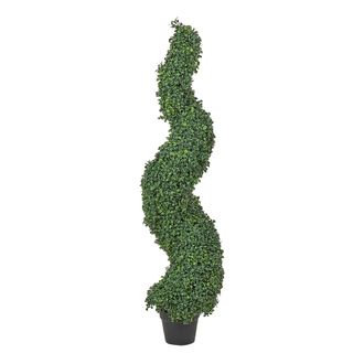 Beliani Beliani - Planta Artificial En Maceta Uso Interior Exterior Decoraci&oacute;n De Pl&aacute;stico Maceta Negra 120 Cm Spiral Tree