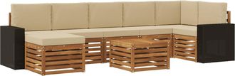 vidaXL Conjunto De Sof&aacute;s De Exterior 8 Uds. Natural Y Beige Vidaxl