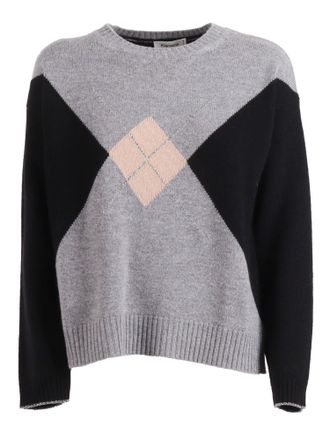 Kangra Cashmere Geometric Diamond Pattern Wool Sweater