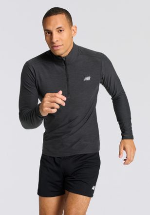 New Balance Laufshirt NEW BALANCE Space Dye 1/4 Zip, Herren, Gr. XXL, schwarz, Web, Obermaterial: 84% Polyester, 16% Elasthan, unifarben, Rundhals, Shirts Laufshi