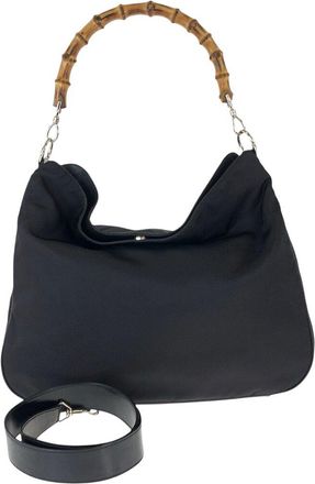 Gucci Black Nylon Bamboo 2Way Handbag (Authentic Pre-Loved)