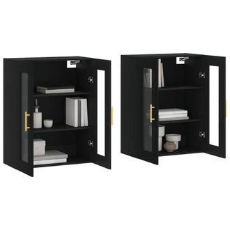 Berkfield Home Wall Mounted Cabinets 2 pcs Black Engineered Wood