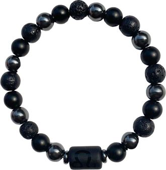 Generic Handmade Zodiac Beaded Black Bracelet For Men Women, Elastic Yoga Stretch Bracelet, Crystals And Stones, 8mm (Leo, July 23rd to August 22nd) Rhineston