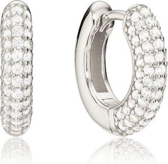 Lily & Roo Silver Diamond Style Chunky Cluster Hoop Earrings