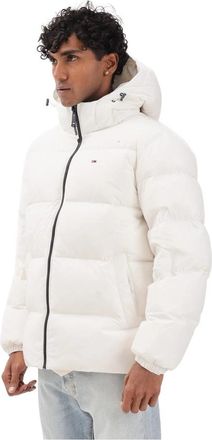 Tommy Jeans Waterafstotend Down Jack met Capuchon - Heren - Gewatteerde jassen - Wit - L - Polyester - Jassen