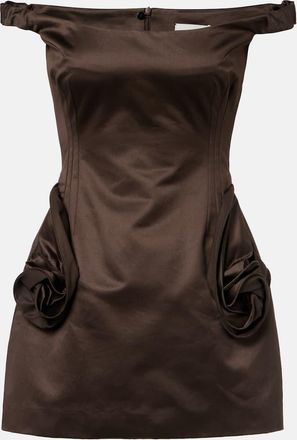 Magda Butrym Abito corto in raso con applicazioni floreali