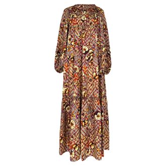 Ulla Johnson Anastasia Printed Midi Dress in Multicolor Silk