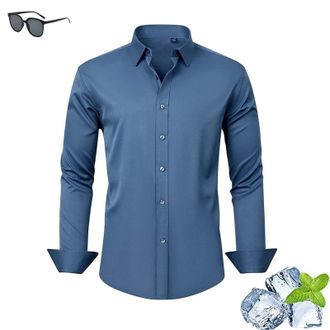 Generic Zealburst Stretch Non-Iron Anti-Wrinkle Shirt, Zealburst Shirts, Mens Casual Wrinkle Free Shirts Stretch Dress Shirt(Haze Blue,XL)