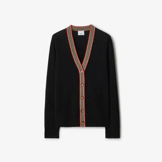 Burberry Icon Stripe Trim Wool Cardigan, Size: XS