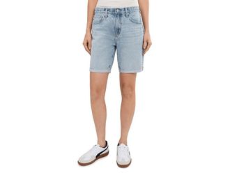 AG - Adriano Goldschmied Ex-Boyfriend Mid-Rise Slouchy Shorts in Soft Focus Womens Shorts Soft Focus : 31 7, Cotton