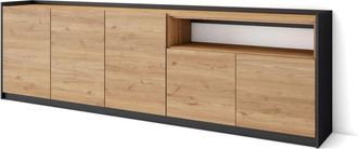 Skraut Home Aparador efecto madera roble y negro 260x37x80cm