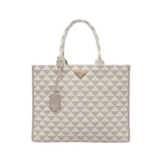 Prada Pre-owned Triangolo Jacquard Symbol Embroidery Canvas Tote Bag - Pre-owned - Mujer - Gris - ONE SIZE