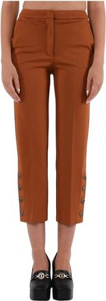 Twinset Cropped Broek in Stretch Jersey - Dames - Vrijetijds broeken - Bruin - L - Broeken