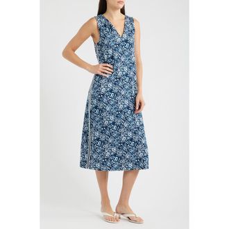Nic+Zoe Cora Shibori Lilies Midi Dress in Indigo Multi at Nordstrom, Size Xx-Large