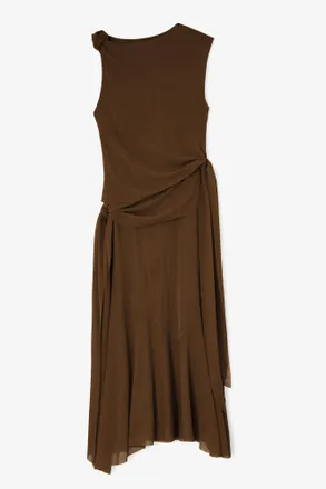 Ganni Long Dress in Marl Mesh - Size 34 Brown