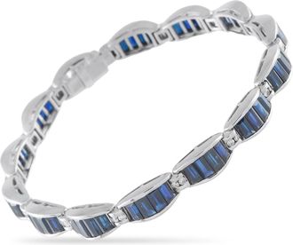 Luxury Bazaar 18K White Gold 0.45ct Diamond and Sapphire Bracelet MF23-070926