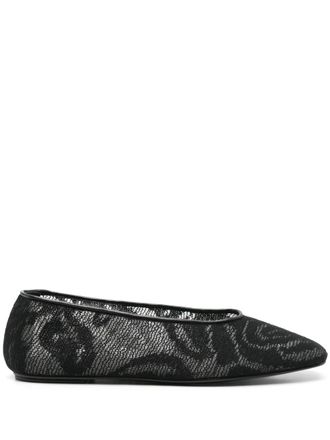 Magda Butrym square-toe ballet flats - women - Calf Leather/Fabric/Calf Leather/Calf Leather/Fabric/Rubber - 37.5 - Black