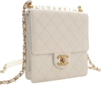 Chanel Pre-owned Quilted Lambskin Mini Crossbody - Dames - Vintage Mini Tas - Wit - ONE Size - Leer - Vintage