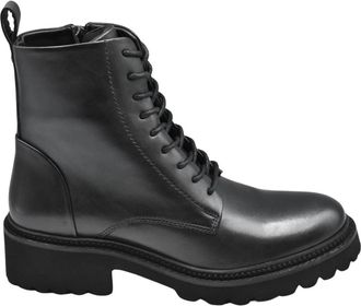 Janet & Janet 45mm Veterschoenen met Plateau Combat Boots - Dames - Veterlaarzen - Zwart - 37 EU - Leer - Schoenen