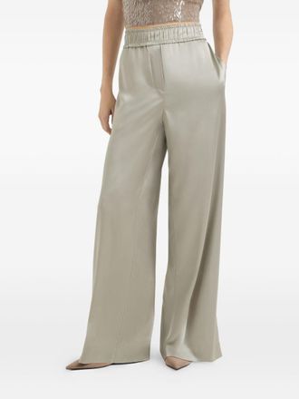Brunello Cucinelli Brunello Cucinelli Womens Silk Trousers - Silver - Size EU 34 (Womens)
