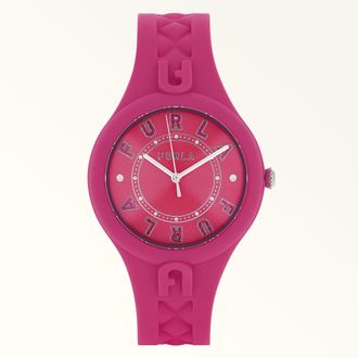 Furla Fun Round Case Watch Hot Pink Pink Silicon Woman