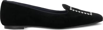 Castaner floral-embroidery velvet loafers - Black
