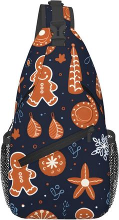 Generic Christmas Cartoon Gingers Bread Man Sling Bag Adjustable Crossbody Bag With Zipper Daypack For Casual Shopping Women