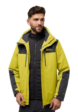 Jack Wolfskin 3-in-1-Funktionsjacke JACK WOLFSKIN JASPER 3IN1 JKT M, Herren, Gr. XXL, chartreuse, Obermaterial: 100% Polyester, normal, mit verstellbarem Klettversc