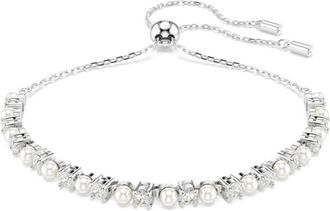 Swarovski Zilveren Matrix Kristal Armband Stijlvol Accessoire - Dames - Armbanden - Grijs - M - Accessoires
