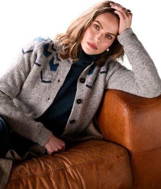 Celtic & Co. Fair Isle Crew Neck Cardigan in Oatmeal Fleck at Nordstrom, Size Small