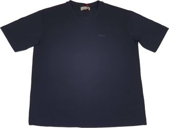 Bally Mens Short Sleeve V-Neck Logo T-Shirt In Navy Blue