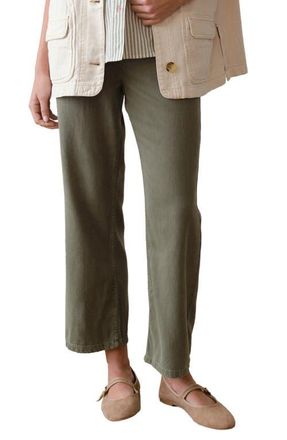 Marine Layer Ella Straight Leg Drawstring Pants in Olive at Nordstrom, Size X-Large