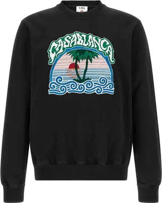 Casablanca palm tree emblem embroidered sweatshirt