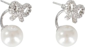 Self Portrait Bow Pearl Jacket Earrings