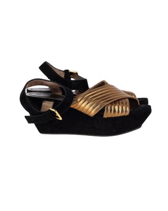 Marni Pre-owned Womens Cross-Strap Platform Sandals in Bronze Leather - Size EU 38