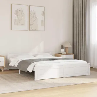 vidaXL Vidaxl - Estructura De Cama Sin Colch&oacute;n Madera Maciza Blanco 140x190 Cm