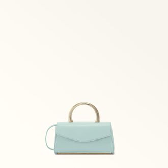 Furla Meridiana Borsa Mini L Acquamarina Blu Pelle Di Vitello Sidney + Manico In Metallo Donna