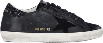 Golden Goose Black Super Star Hammered Leather Sneakers