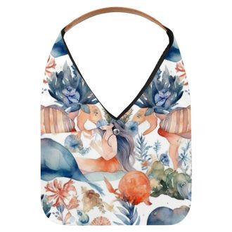 Generic Undersea Mermaid Reusable Lightweight Grocery Bags - Foldable Into Compact Pouch, Washable & Sturdy, Multipurpose for Shopping and Travel