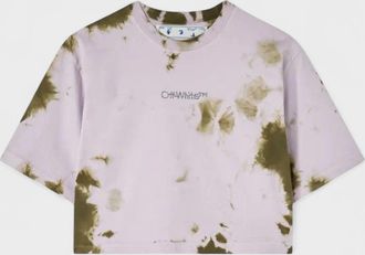 Off-white Womens Bling Tie Dye Crop T-Shirt Lilac - Multicolour - Size Medium