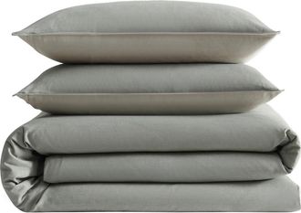 Calvin Klein Contrast Weave Duvet Cover & Shams Set in Light /Medium Green at Nordstrom, Size Queen